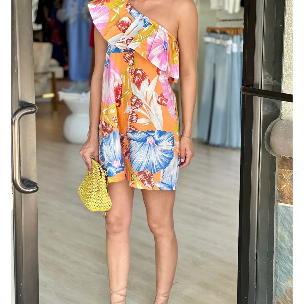 Tropical One-Shoulder Dress